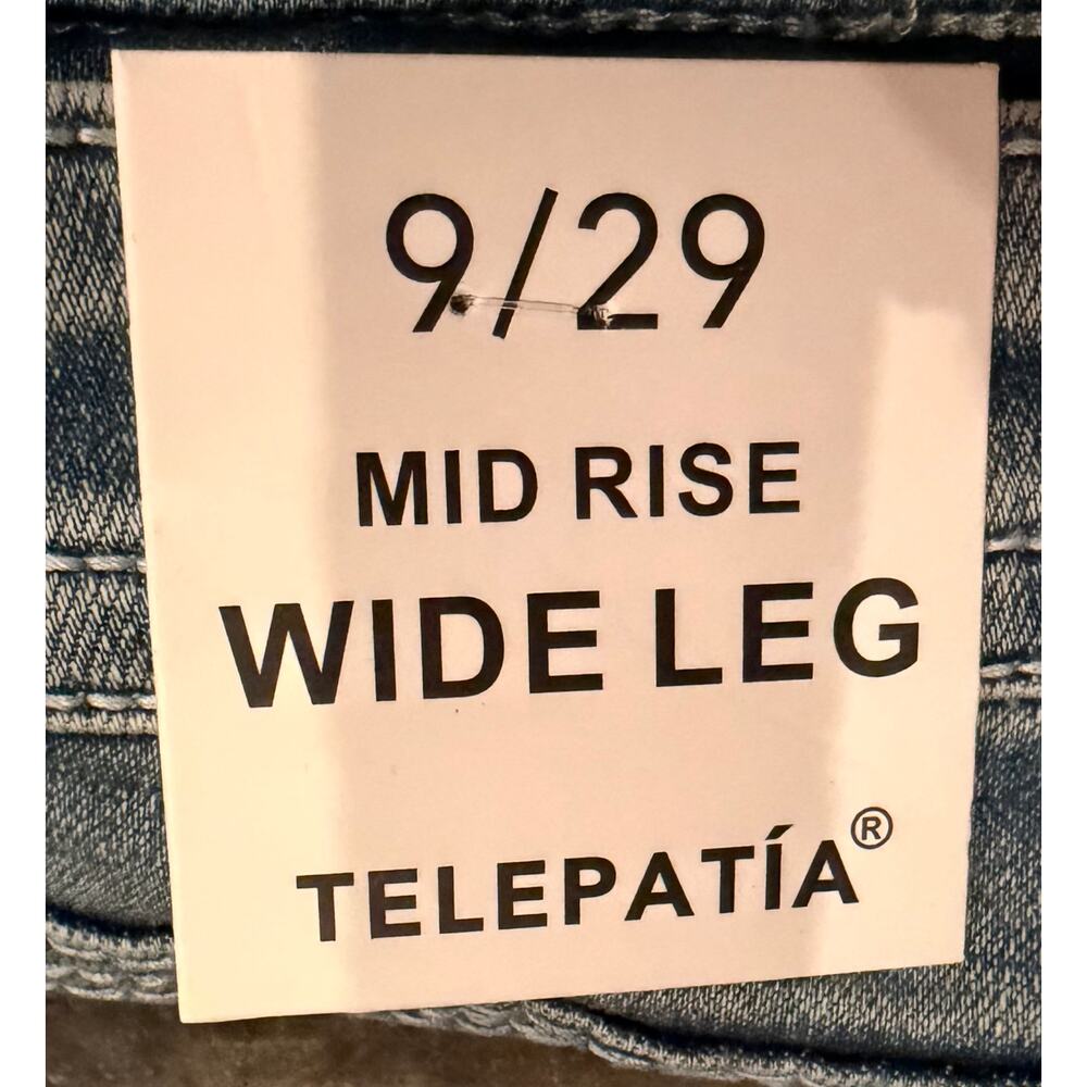 Telepatía Mid-Rise, Wide-Leg Denim Stretch Embellished Jeans Women’s 9/29 Skull - Picture 6 of 12